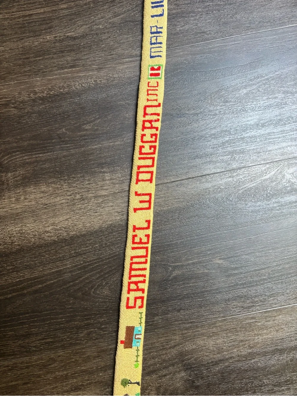 Vintage Handmade Needlepoint Leather Belt Samuel W Duggan Inc Wyss Farms Indiana